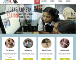 Rotating header with animated graphics overlay